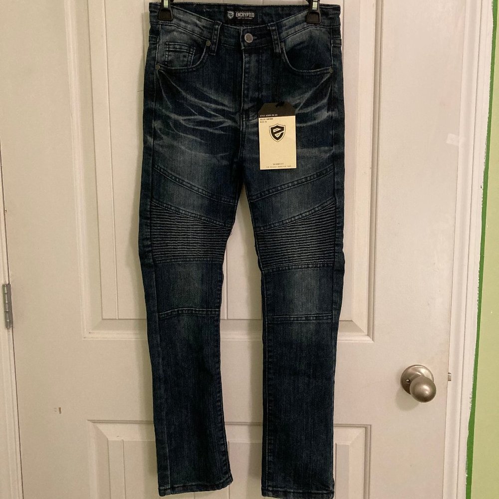ENCRYPTED Boys' Size 14 Dark Wash Skinny Jeans, NWT